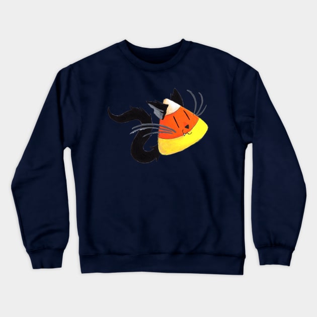 Black Cat Candy Corn Crewneck Sweatshirt by KristenOKeefeArt